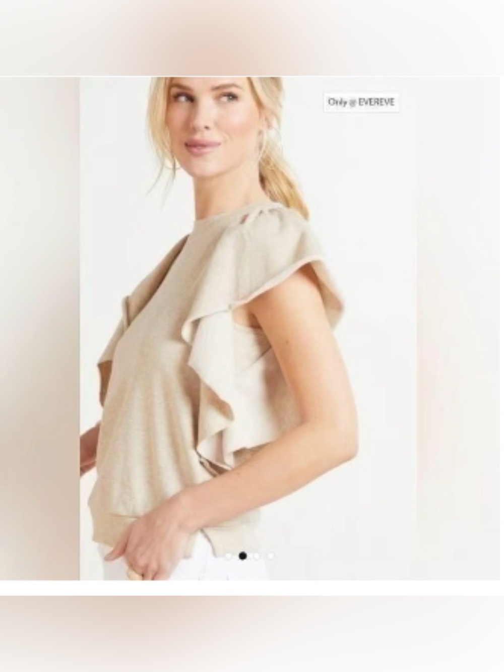 Evereve Ruffle Sleeve Knit Shell - Cream